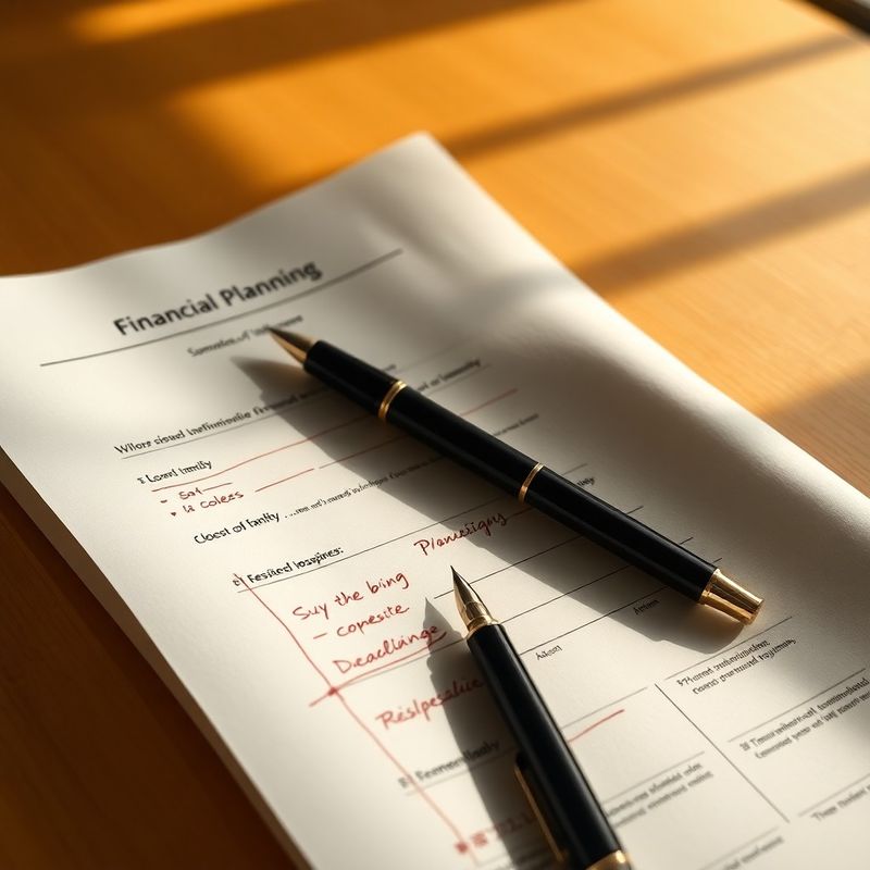 Document de planificare patrimonială cu adnotări în cerneală burgundy