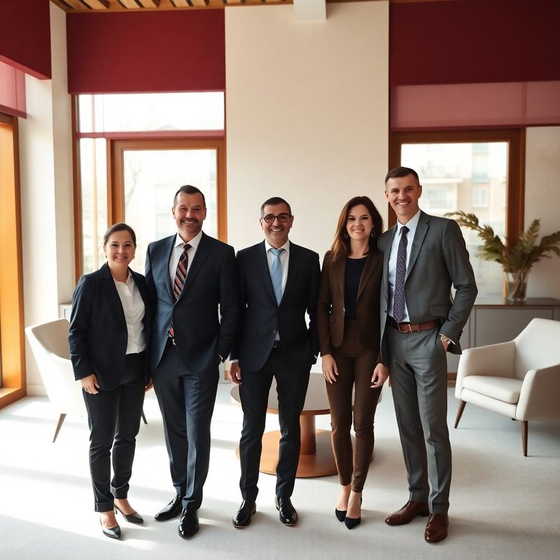 Portret de grup al echipei Grup Ionescu în sala de ședințe